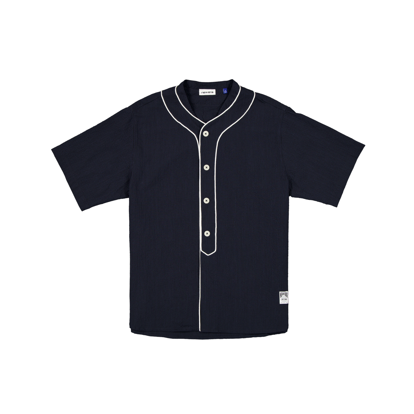 New Era Branded Seersucker Throwback Baseball Navy Jersey