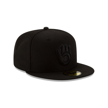 Milwaukee Brewers Black on Black 59FIFTY Fitted Hat