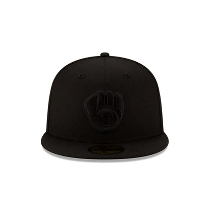 Milwaukee Brewers Black on Black 59FIFTY Fitted Hat