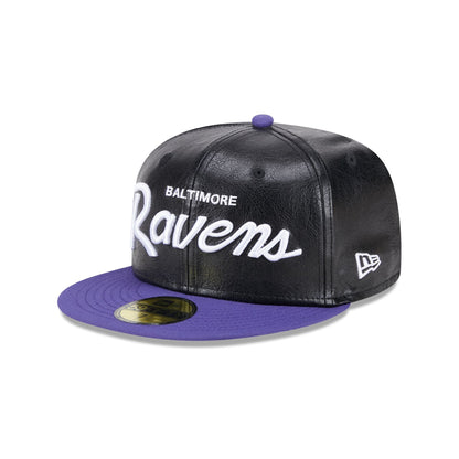 Baltimore Ravens Faux Leather Crown 59FIFTY Fitted Hat
