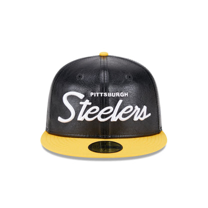 Pittsburgh Steelers Faux Leather Crown 59FIFTY Fitted Hat