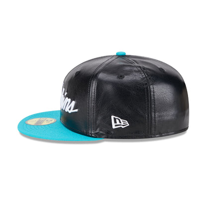Miami Dolphins Faux Leather Crown 59FIFTY Fitted Hat