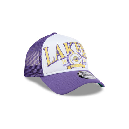 Los Angeles Lakers Distressed 9FORTY A-Frame Trucker Hat
