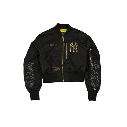 Alpha Industries x New York Yankees Black and Gold Women's Cropped L2-B Bomber Jacket
