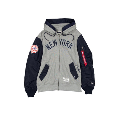 Alpha Industries x New York Yankees Gray MA-1 Full Zip Fleece Jacket