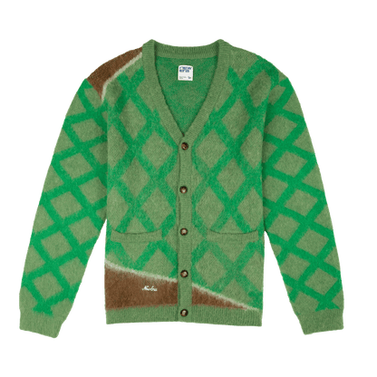 New Era Branded Mohair Field Kelly Green Cardigan