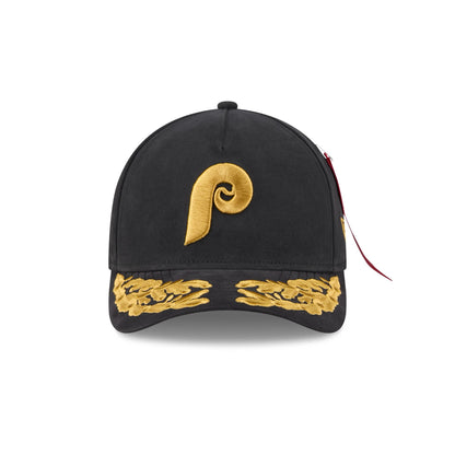 Alpha Industries x Philadelphia Phillies Black 9FORTY M-Crown A-Frame Snapback Hat