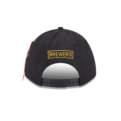 Alpha Industries x Milwaukee Brewers Black 9FORTY M-Crown A-Frame Snapback Hat