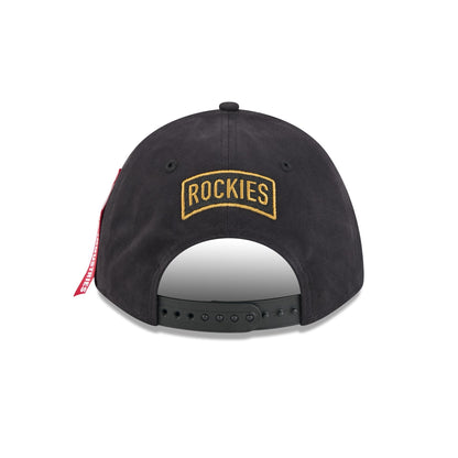 Alpha Industries x Colorado Rockies Black 9FORTY M-Crown A-Frame Snapback Hat