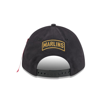 Alpha Industries x Miami Marlins Black 9FORTY M-Crown A-Frame Snapback Hat