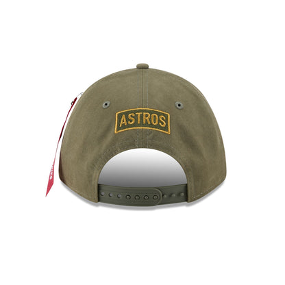 Alpha Industries x Houston Astros Olive Green 9FORTY M-Crown A-Frame Snapback Hat