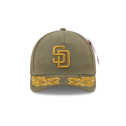 Alpha Industries x San Diego Padres Olive Green 9FORTY M-Crown A-Frame Snapback Hat