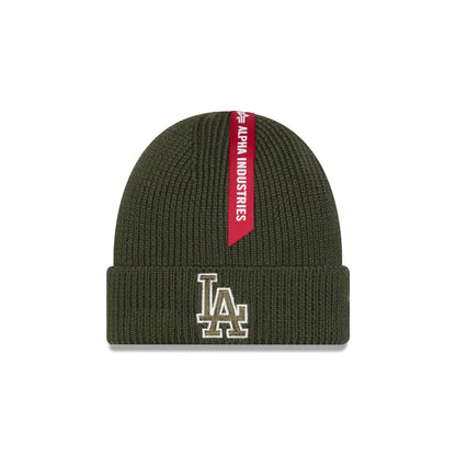 Alpha Industries x Los Angeles Dodgers Olive Green Cuff Knit Hat