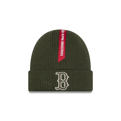 Alpha Industries x Boston Red Sox Olive Green Cuff Knit Hat