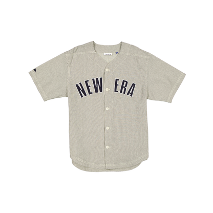 New Era Branded Railroad Stripe Arch Woven Baseball Jersey