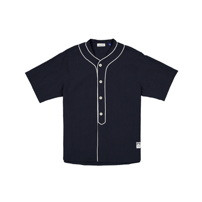 New Era Branded Seersucker Throwback Baseball Navy Jersey