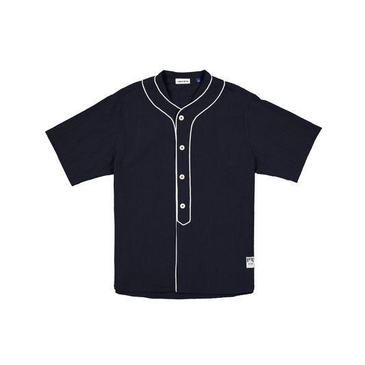 New Era Branded Seersucker Throwback Baseball Navy Jersey