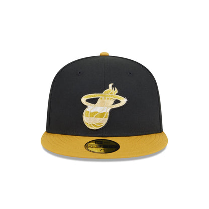 Miami Heat Metallic Gold Logo 59FIFTY Fitted Hat