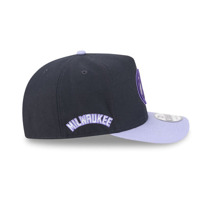 Milwaukee Bucks Navy Lavender 9FIFTY A-Frame Snapback Hat