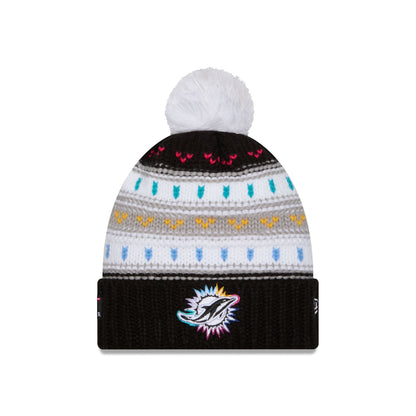 Miami Dolphins 2025 Crucial Catch Women's Pom Knit Hat