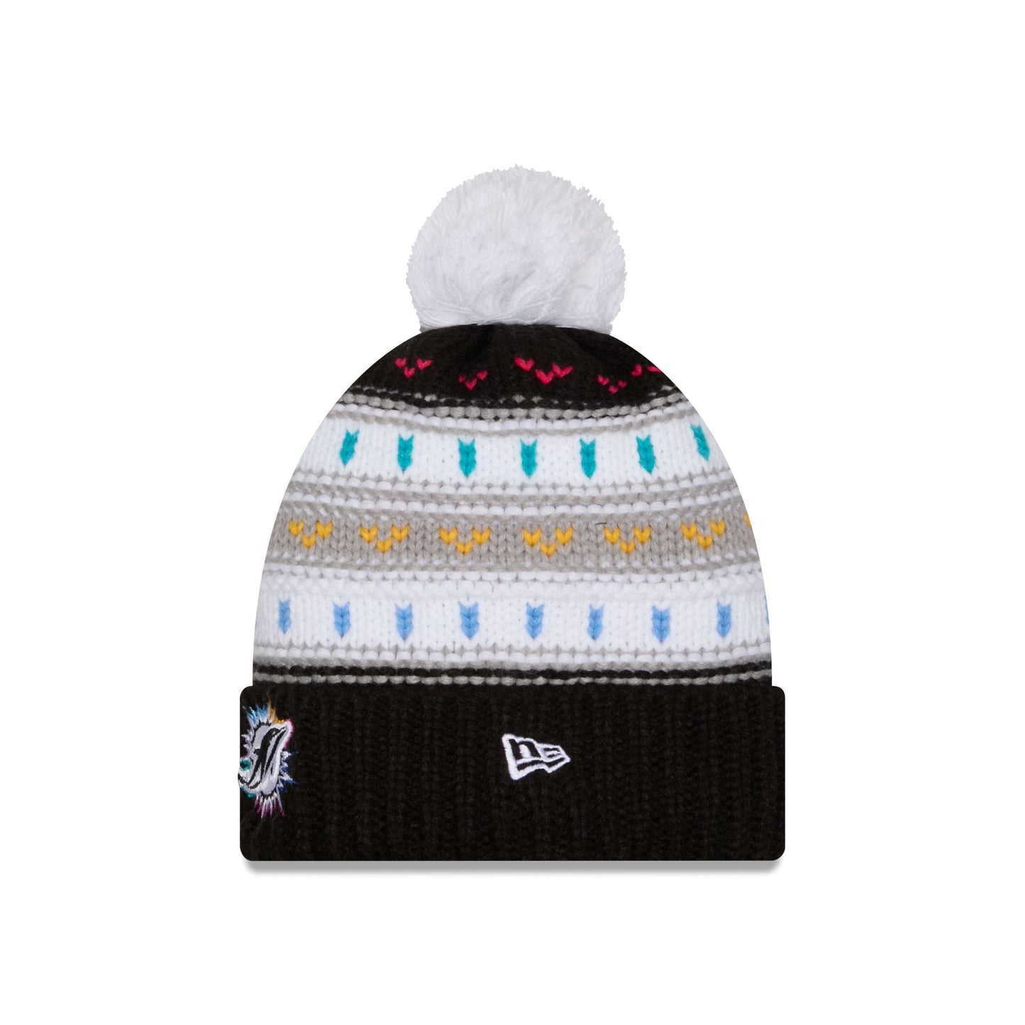 Miami Dolphins 2025 Crucial Catch Women's Pom Knit Hat