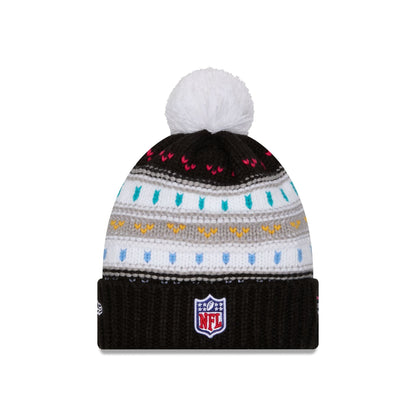 New England Patriots 2025 Crucial Catch Women's Pom Knit Hat