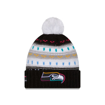 Seattle Seahawks 2025 Crucial Catch Women's Pom Knit Hat