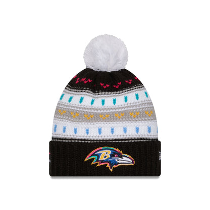 Baltimore Ravens 2025 Crucial Catch Women's Pom Knit Hat