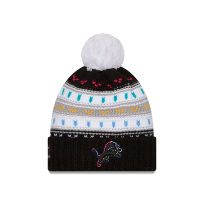 Detroit Lions 2025 Crucial Catch Women's Pom Knit Hat