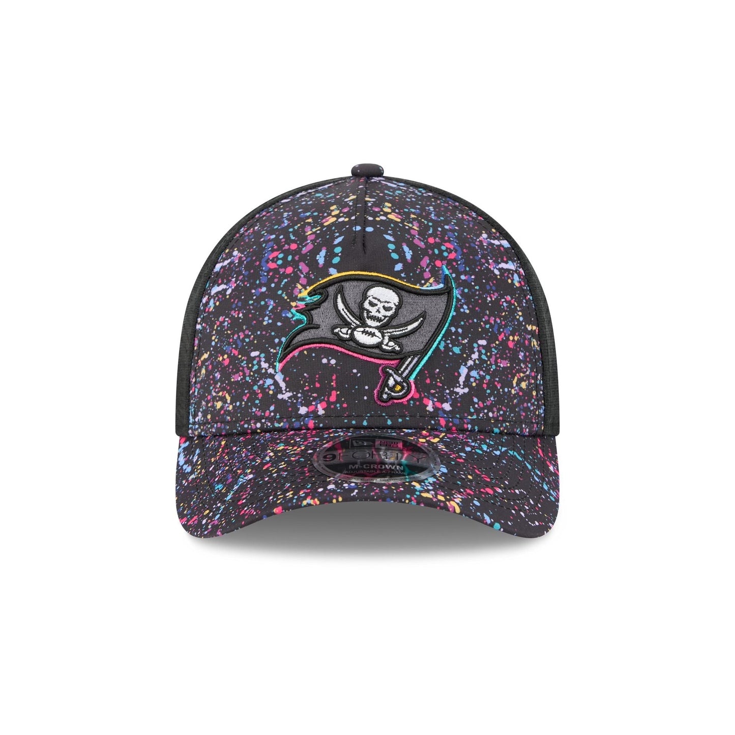 Tampa Bay Buccaneers 2025 Crucial Catch 9FORTY M-Crown A-Frame Trucker Hat