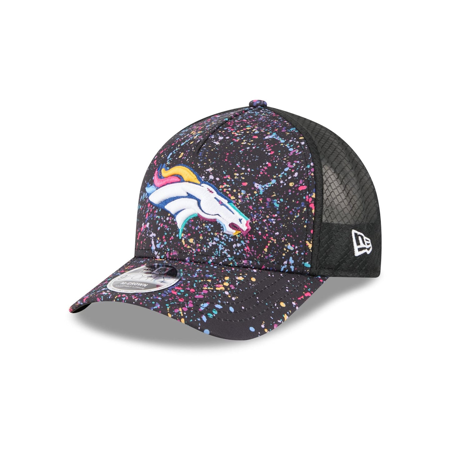 Denver Broncos 2025 Crucial Catch 9FORTY M-Crown A-Frame Trucker Hat