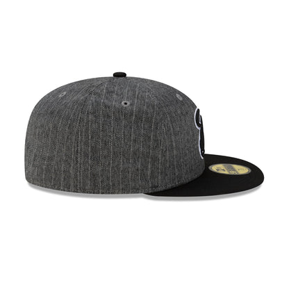 Just Caps Black Pinstripe Miami Heat 59FIFTY Fitted Hat