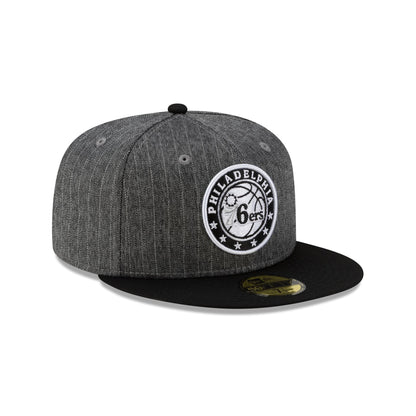 Just Caps Black Pinstripe Philadelphia 76ers 59FIFTY Fitted Hat