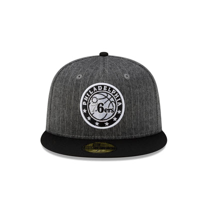 Just Caps Black Pinstripe Philadelphia 76ers 59FIFTY Fitted Hat