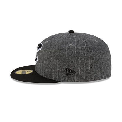 Just Caps Black Pinstripe Cleveland Cavaliers 59FIFTY Fitted Hat