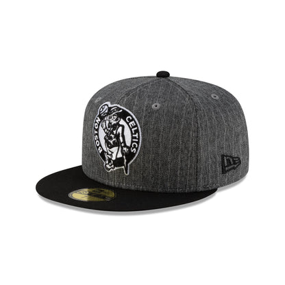 Just Caps Black Pinstripe Boston Celtics 59FIFTY Fitted Hat