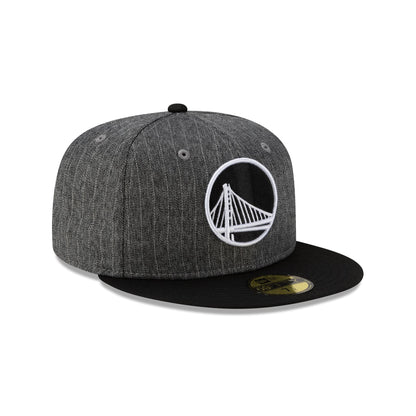 Just Caps Black Pinstripe Golden State Warriors 59FIFTY Fitted Hat