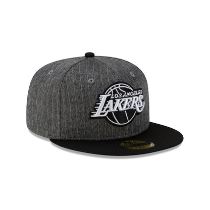 Just Caps Black Pinstripe Los Angeles Lakers 59FIFTY Fitted Hat