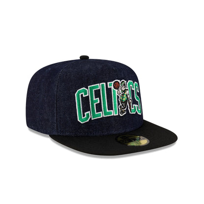 Boston Celtics Navy Denim 59FIFTY A-Frame Fitted Hat