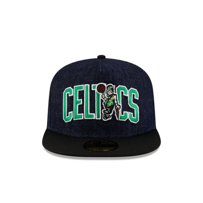 Boston Celtics Navy Denim 59FIFTY A-Frame Fitted Hat