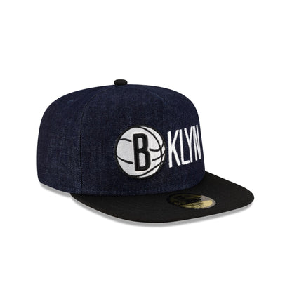 Brooklyn Nets Navy Denim 59FIFTY A-Frame Fitted Hat