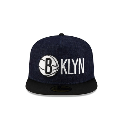 Brooklyn Nets Navy Denim 59FIFTY A-Frame Fitted Hat