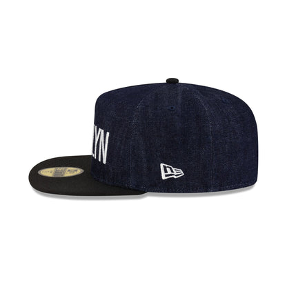 Brooklyn Nets Navy Denim 59FIFTY A-Frame Fitted Hat