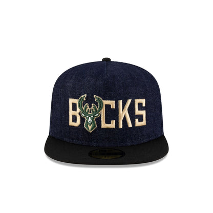 Milwaukee Bucks Navy Denim 59FIFTY A-Frame Fitted Hat