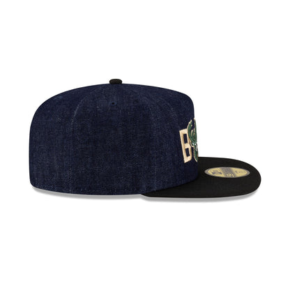 Milwaukee Bucks Navy Denim 59FIFTY A-Frame Fitted Hat