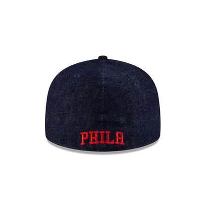 Philadelphia 76ers Navy Denim 59FIFTY A-Frame Fitted Hat