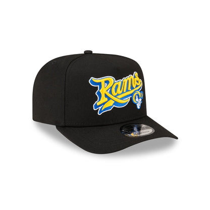 Born x Raised x Los Angeles Rams Script Black 9FIFTY A-Frame Snapback Hat