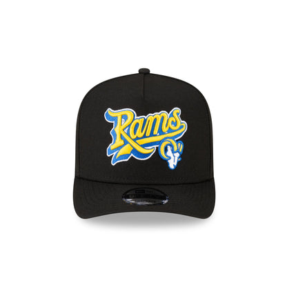 Born x Raised x Los Angeles Rams Script Black 9FIFTY A-Frame Snapback Hat