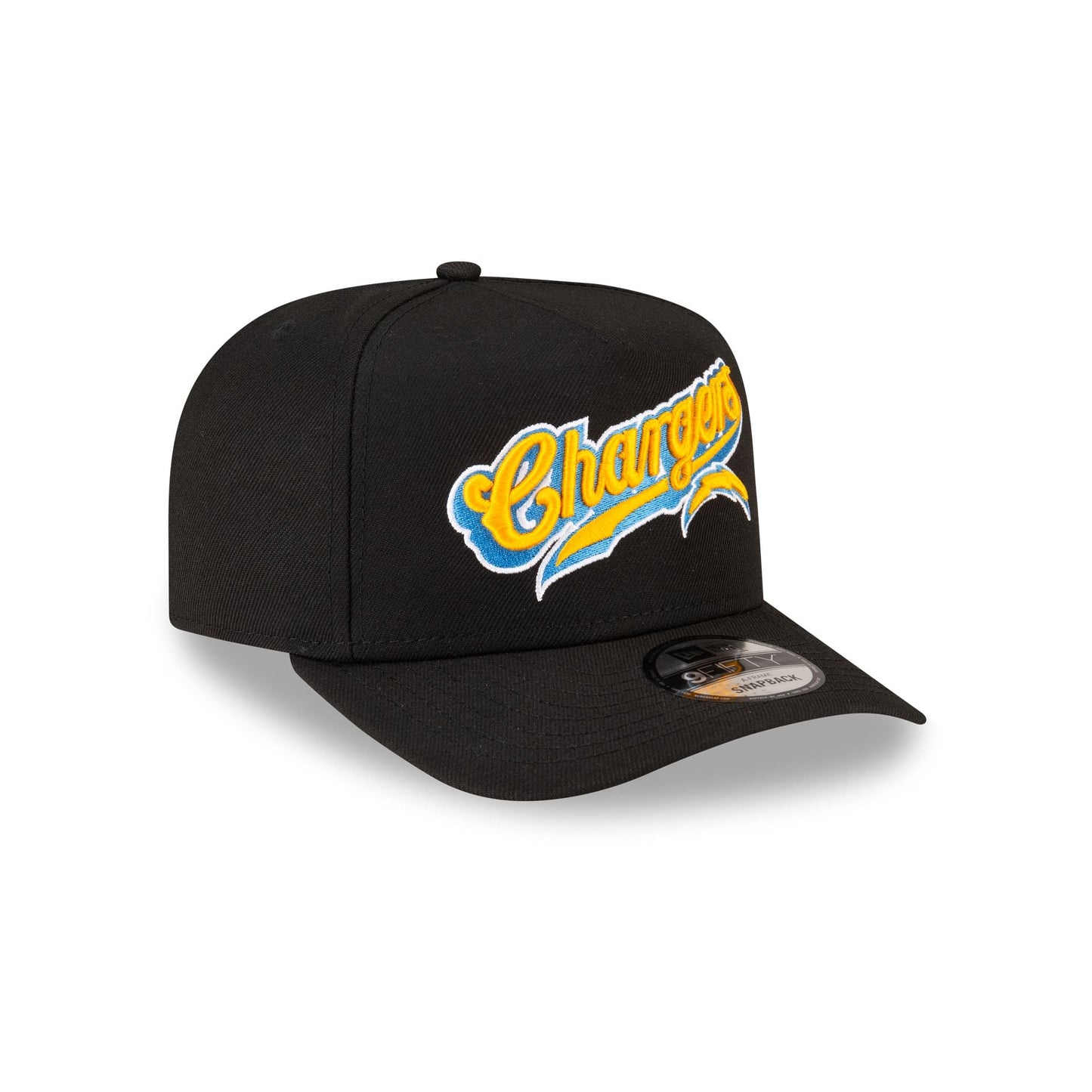 Born x Raised x Los Angeles Chargers Script Black 9FIFTY A-Frame Snapback Hat