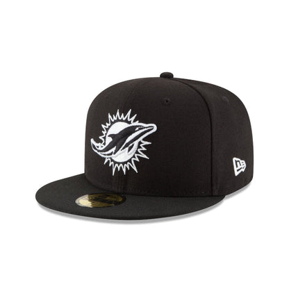 Miami Dolphins Black & White 59FIFTY Fitted Hat